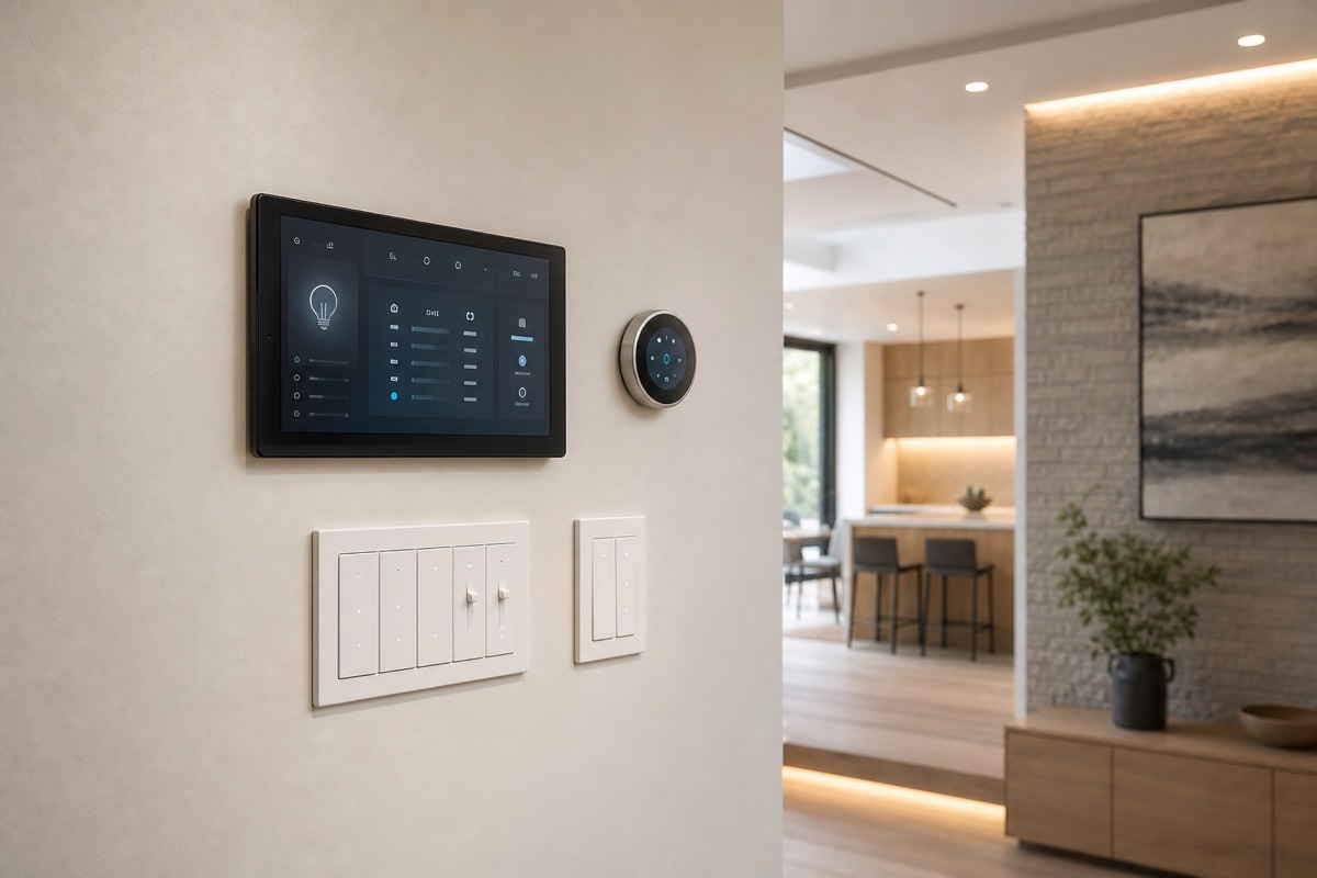 Smart switches, thermostat, and home automation control panel